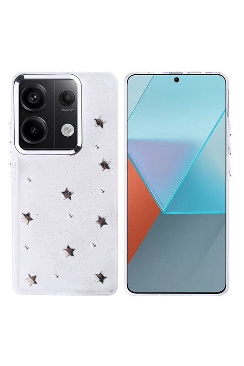 Redmi Note 13 Pro 4G Kılıf Airbag Tasarımlı Simli Şeffaf Rntc Kutup Kapak - Yıldız
