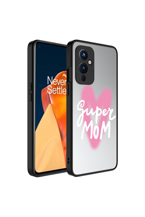 One Plus 9 Kılıf Aynalı Desenli Kamera Korumalı Parlak Mirror Kapak - Süper Anne