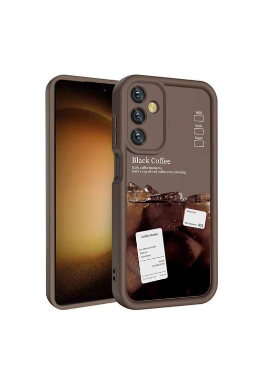 Batuteknoloji Galaxy A15 Kılıf Kamera Korumalı Baskılı Arka Yüzey Klas Kapak - Koyu Kahve