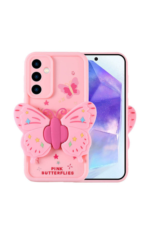 Galaxy A35 Kılıf Kamera Korumalı Figür Tasarımlı Kapya Kapak - Pembe Açık