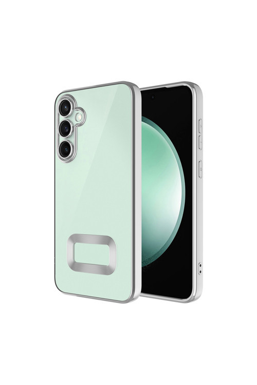 Galaxy A16 Kılıf Kamera Korumalı Logo Gösteren Omega Kapak-Gümüş