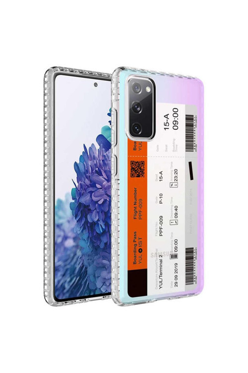 Galaxy S20 Fe Kılıf Airbag Kenarlı Renkli Desenli Silikon Elegans Kapak