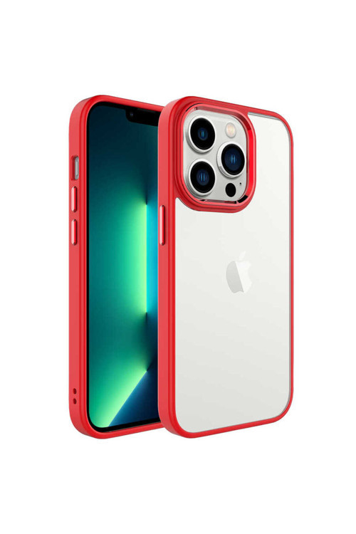 İphone 14 Pro Max Uyumlu Krom Kılıf-Kırmızı