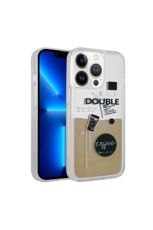 Apple İphone 14 Pro Max Kılıf Desenli Sıvılı Drink Silikon Kapak