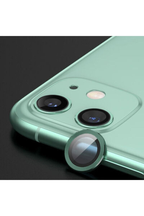 Apple Iphone 12 Ile Uyumlu Cl-07 Taşlı Kamera Lens Koruyucu Koyu Yeşil