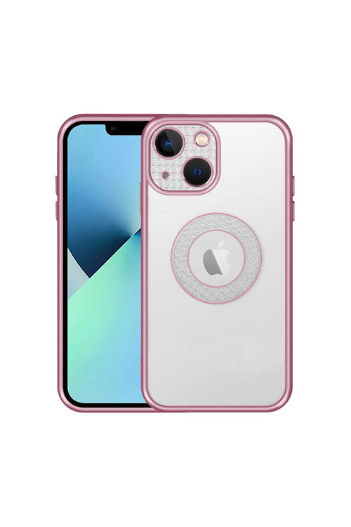 İphone 13 Uyumlu Kamera Korumalı Logo Gösteren Mkc Esta Kılıf-Rose Gold