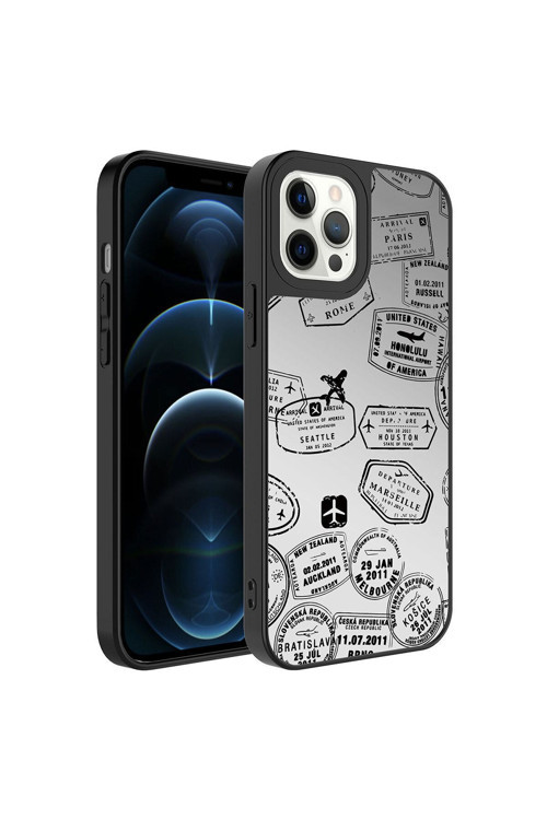 İphone 12 Pro Uyumlu Aynalı Desenli Kamera Korumalı Parlak Mkc Mirror Kılıf-Seyahat