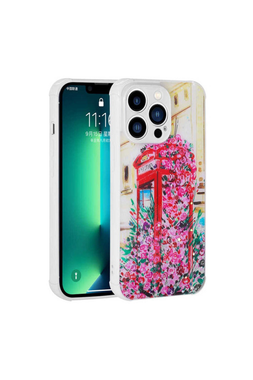 İphone 13 Pro Uyumlu Simli Desenli Kamera Korumalı Parlak Mkc Popy Kılıf-Kulübe