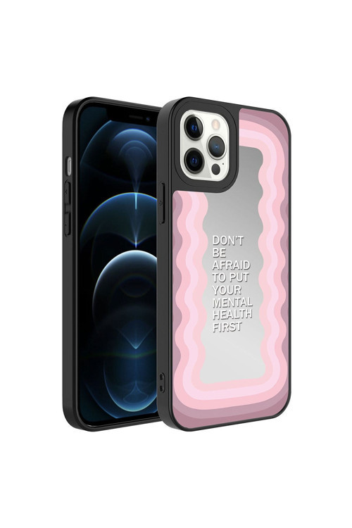 İphone 12 Pro Uyumlu Aynalı Desenli Kamera Korumalı Parlak Mkc Mirror Kılıf-Ayna