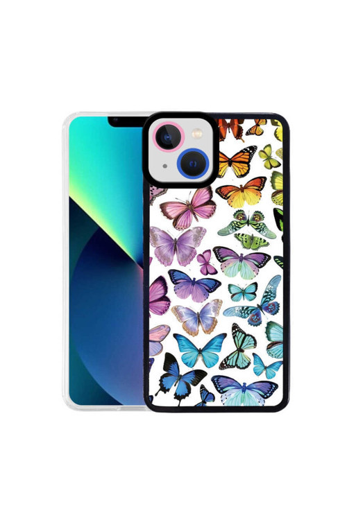 Iphone 13 Kamera Korumalı Desenli Silikon Kılıf M-Fit Kapak,Butterfly No3