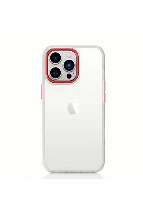 İphone 13 Pro Max Uyumlu Krom Kılıf-Kırmızı