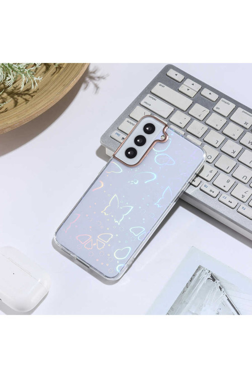 Galaxy S22 Kılıf Sidney Desenli Sert Kapak - Butterfly No2