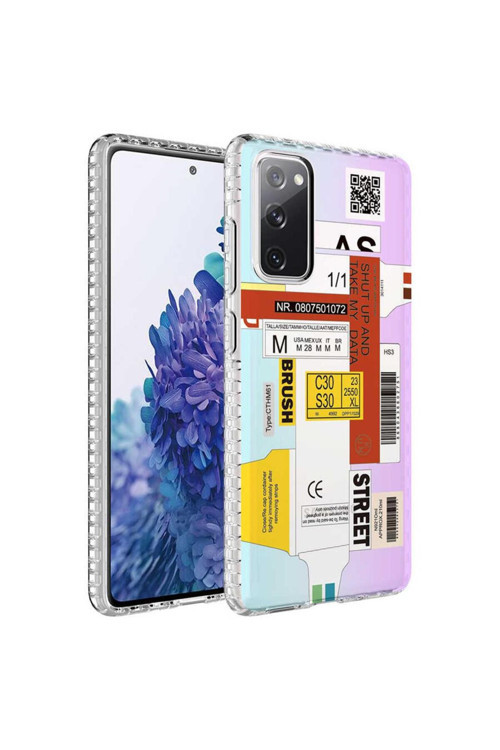 Galaxy S20 Fe Kılıf Airbag Kenarlı Renkli Desenli Silikon Elegans Kapak