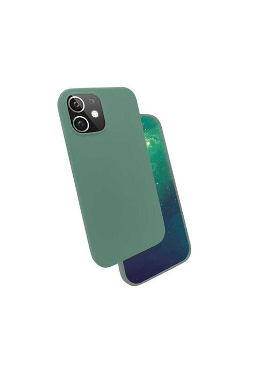 İphone 12 Mini Uyumlu Silk Silikon-Koyu Yeşil
