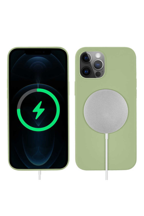 Iphone 13 Pro Uyumlu Kılıf Silksafe Wireless Kapak - Açık Yeşil