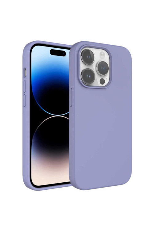 İphone 14 Pro Max Uyumlu Sıvı Teknolojili Silinebilir Sert Kivi Kılıf-Lavendery Gray