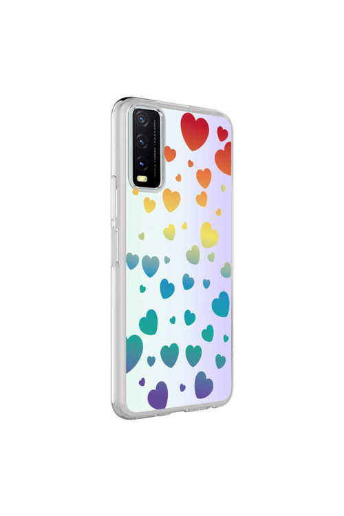 Vivo Y11S Kılıf Lckc M-Blue Desenli Kapak - Heart No3