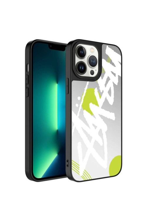 İphone 13 Pro Uyumlu Kılıf Aynalı Desenli Kamera Korumalı Parlak Mirror Kapak