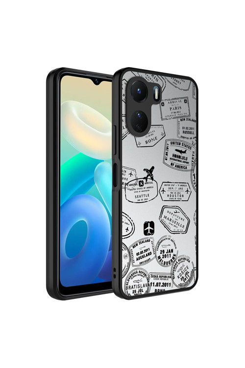 Uyumlu Vivo Y16 Kılıf Aynalı Desenli Kamera Korumalı Parlak Mirror Kapak