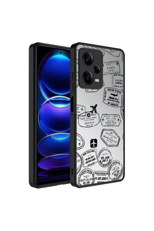 Xiaomi Redmi Note 12 Pro 5G Kılıf Aynalı Desenli Kamera Korumalı Parlak Mirror Kapak