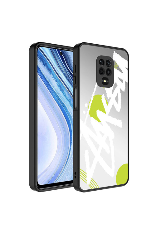 Redmi Note 9S Kılıf Aynalı Desenli Kamera Korumalı Parlak Mirror Kapak - Yazı