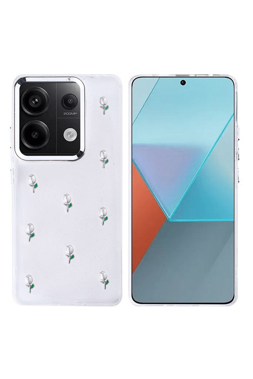 Redmi Note 13 Pro 4G Kılıf Airbag Tasarımlı Simli Şeffaf F10T Kutup Kapak - Lale