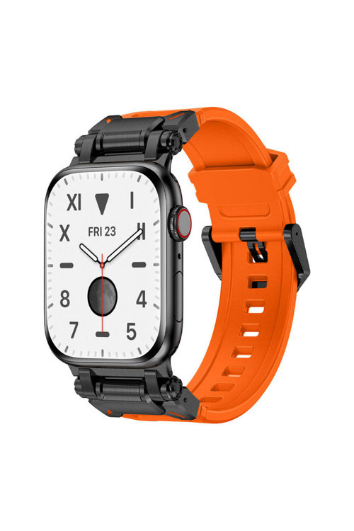 Watch 7 45Mm Svl Krd-101 Titanyum Metal Başlıklı Silikon Kordon-Siyah-Turuncu