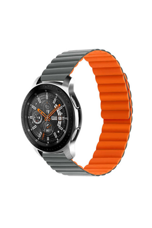 Huawei Gt2 42Mm Uyumlu Krd-52 Tknr Kordon-Gri-Turuncu