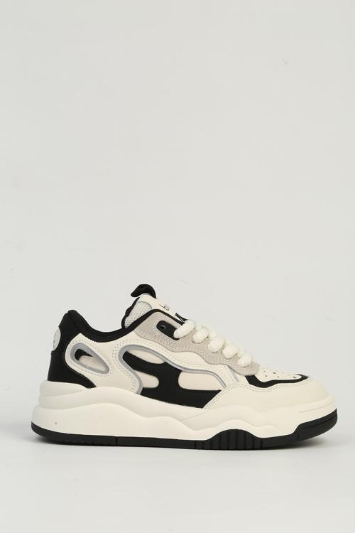 Beyaz Siyah Kadın Spor Ayakkabı İTHAL BNI-11571