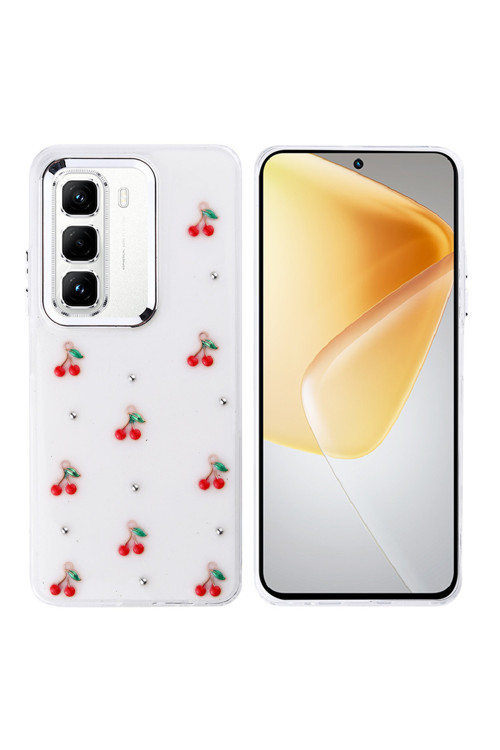 İnfinix Hot 50 Pro 4G Kılıf Airbag Tasarımlı Simli Şeffaf Mscs Kutup Kapak - Kiraz