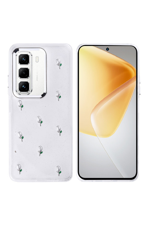 İnfinix Hot 50 Pro 4G Kılıf Airbag Tasarımlı Simli Şeffaf Tygo Kutup Kapak - Lale