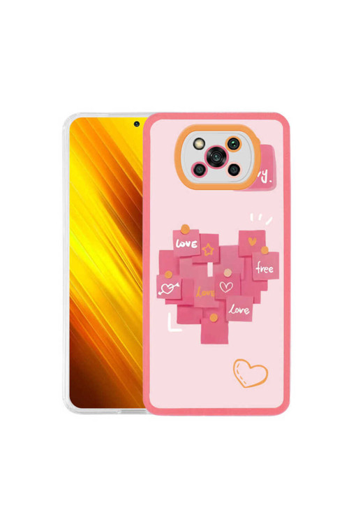 Poco X3 Uyumlu Kılıf Akav M-Fit Desenli Kapak - Love Story No2