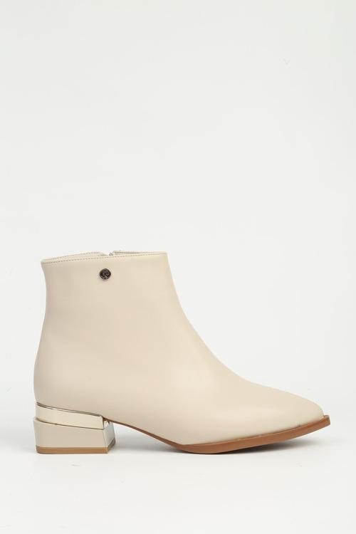 Krem Yarım Fermuarlı Bot PC-54991