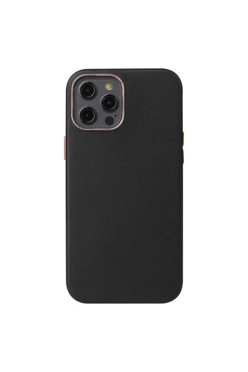 İphone 12 Pro Max Uyumlu Leathersafe Wireless Kılıf-Siyah