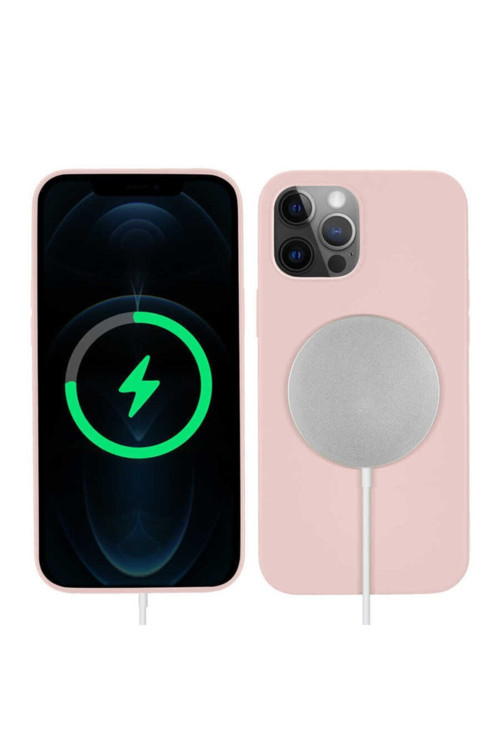Iphone 13 Pro Max Kılıf Silksafe Wireless Kapak Açık Pembe Uyumlu