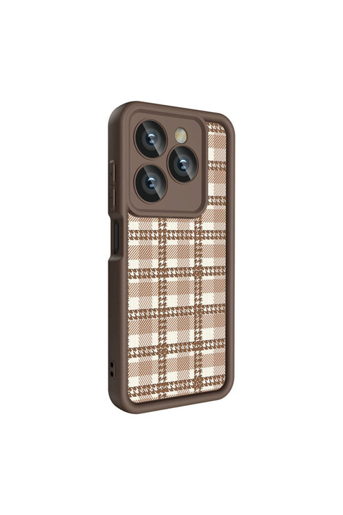 Tecno Spark 20C Kılıf Kamera Korumalı Baskılı Arka Yüzey Klas Kapak-Açık Kahve
