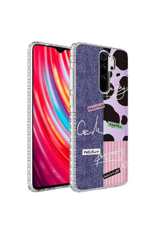 Xiaomi Redmi Note 8 Pro Kılıf Airbag Kenarlı Renkli Desenli Silikon Elegans Kapak