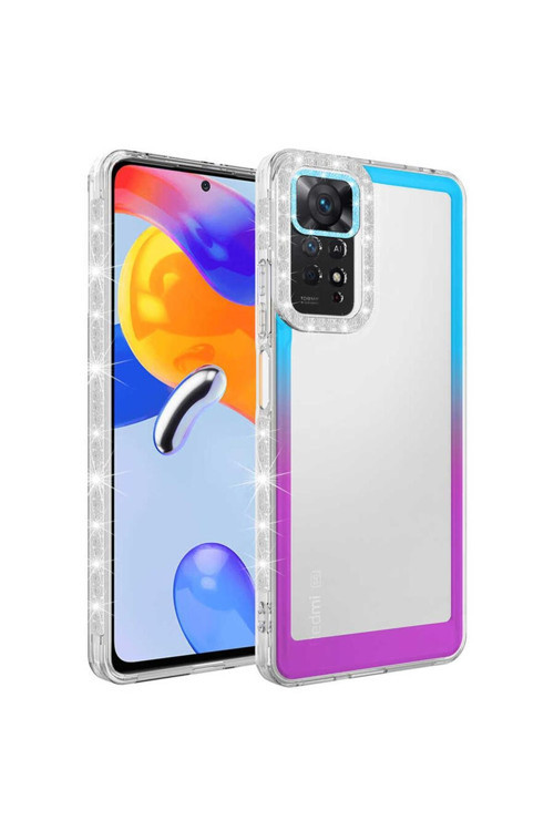 Xiaomi Redmi Note 11 Pro 5G Kılıf Simli Ve Renk Geçiş Tasarımlı Lens Korumalı Park Kapak