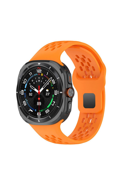 Galaxy Watch Ultra 47Mm Krd-119 Delikli Tasarım Silikon Kordon-Turuncu