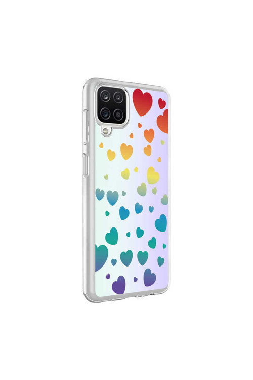 Galaxy A12 Kılıf M-Blue Desenli Kapak - Heart No3