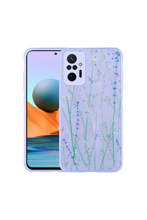Xiaomi Redmi Note 10 Pro Kılıf Simli Desenli Kamera Korumalı Parlak Popy Kapak