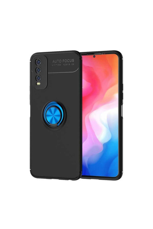 Vivo Y11S Kılıf Ravel Silikon Kapak - Siyah-Mavi