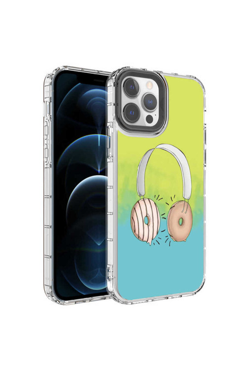 İphone 12 Pro Max Uyumlu Kamera Korumalı Renkli Desenli Sert Silikon Tygo Korn Kılıf-No14