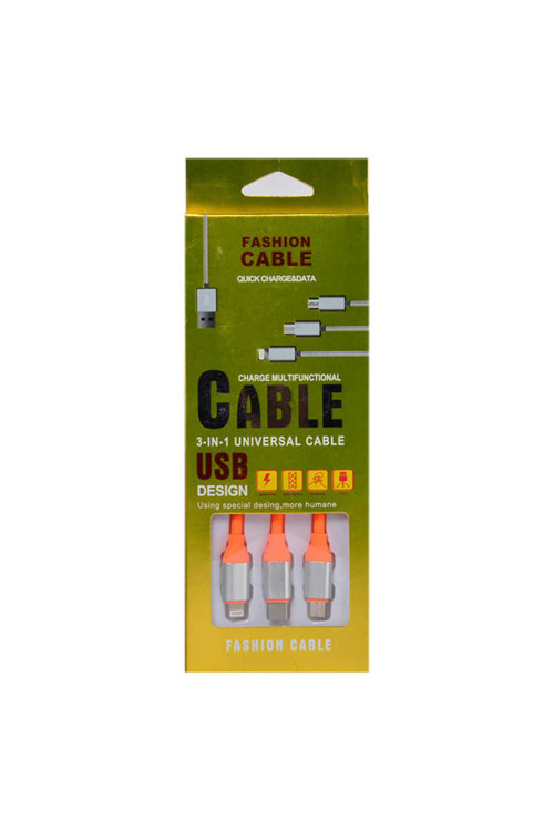 Mobiledepo Turuncu Suffie Mtl 3 İn 1 Usb Kablo-Zore