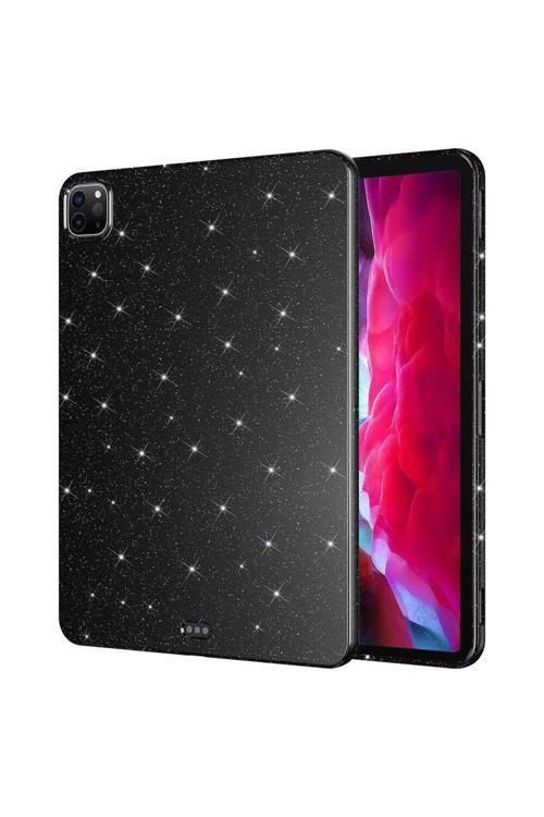 İpad Pro 11 2020 (2.Nesil) Simli Parlak Görünümlü Tablet Koton Kılıf-Siyah