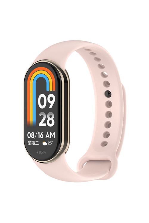 Yuccatech Xiaomi Mi Band 8 Serisi Klasik Kordon Silikon Strap Kayış-Kum Pembe