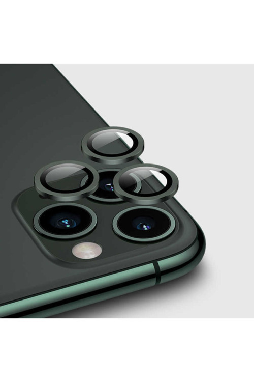 Apple Iphone 12 Pro Kamera Lens Koruyucu Çerçeveli Koruyucu Cl-02 Koyu Yeşil
