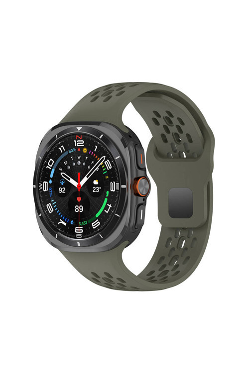 Galaxy Watch Ultra 47Mm Krd-119 Delikli Tasarım Silikon Kordon-Derin Yeşil