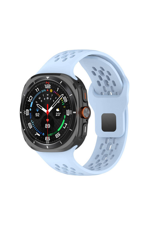 Galaxy Watch Ultra 47Mm Krd-119 Delikli Tasarım Silikon Kordon-Mavi Açık