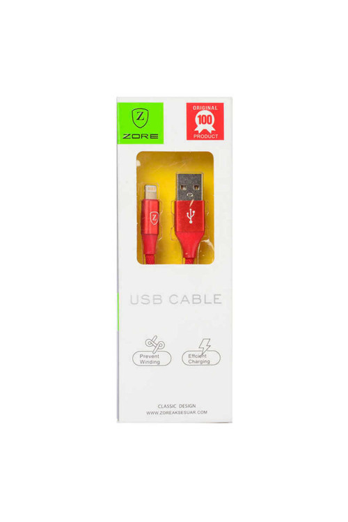 Kırmızı Metal Uçlu Lightning Usb Kablo-Zore